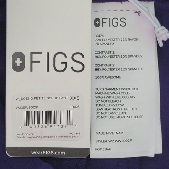 Figs Soeng Petite Scrub Pants Womens Size XXS Purple Technical Collection NWT - Picture 6 of 6